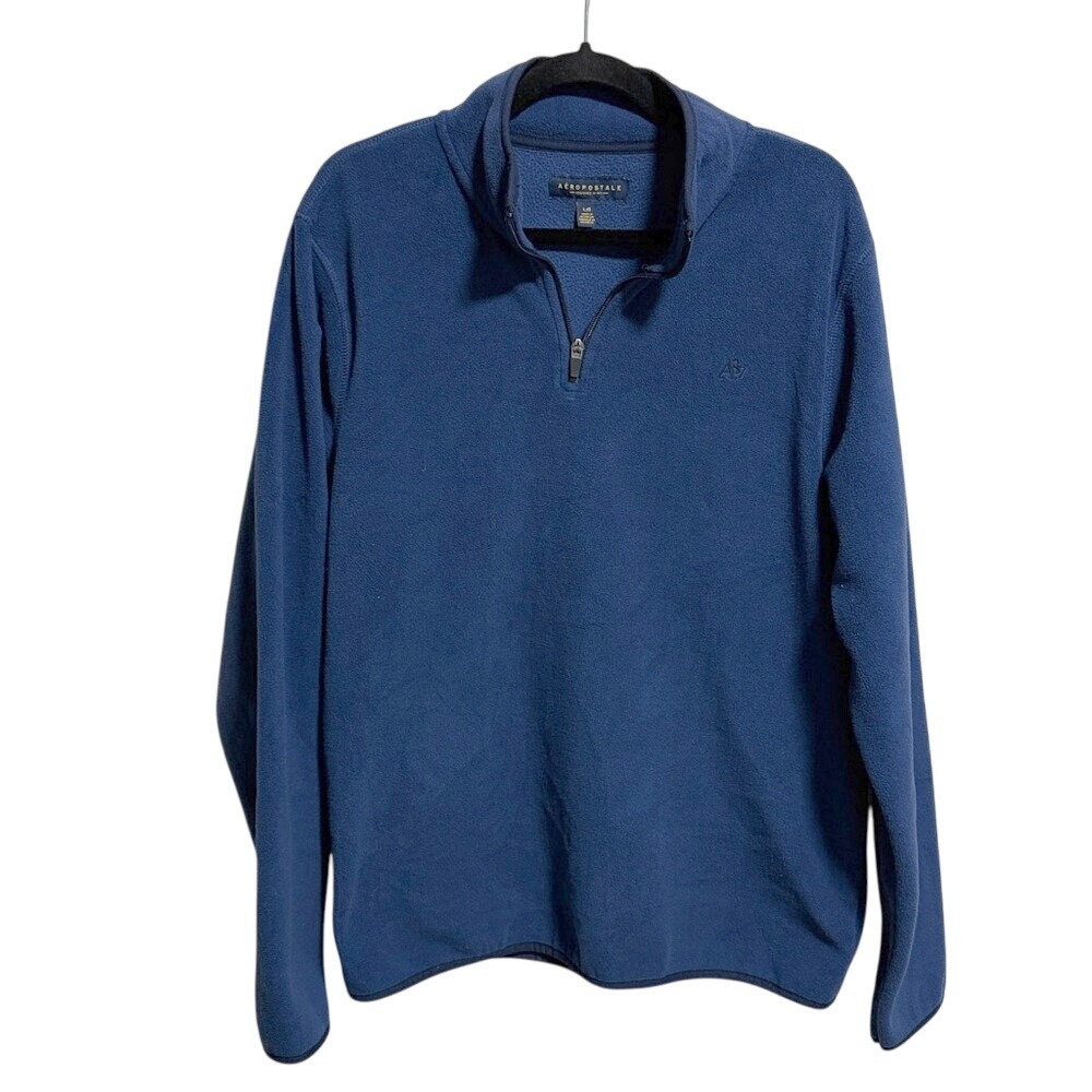 Aeropostale Mens Blue Fleece Quarter‎ Zip Pullover Sweater Size Large